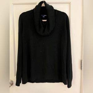 Basic Editions Black Sparkly Cowl Neck Acrylic Sweater Size XXL